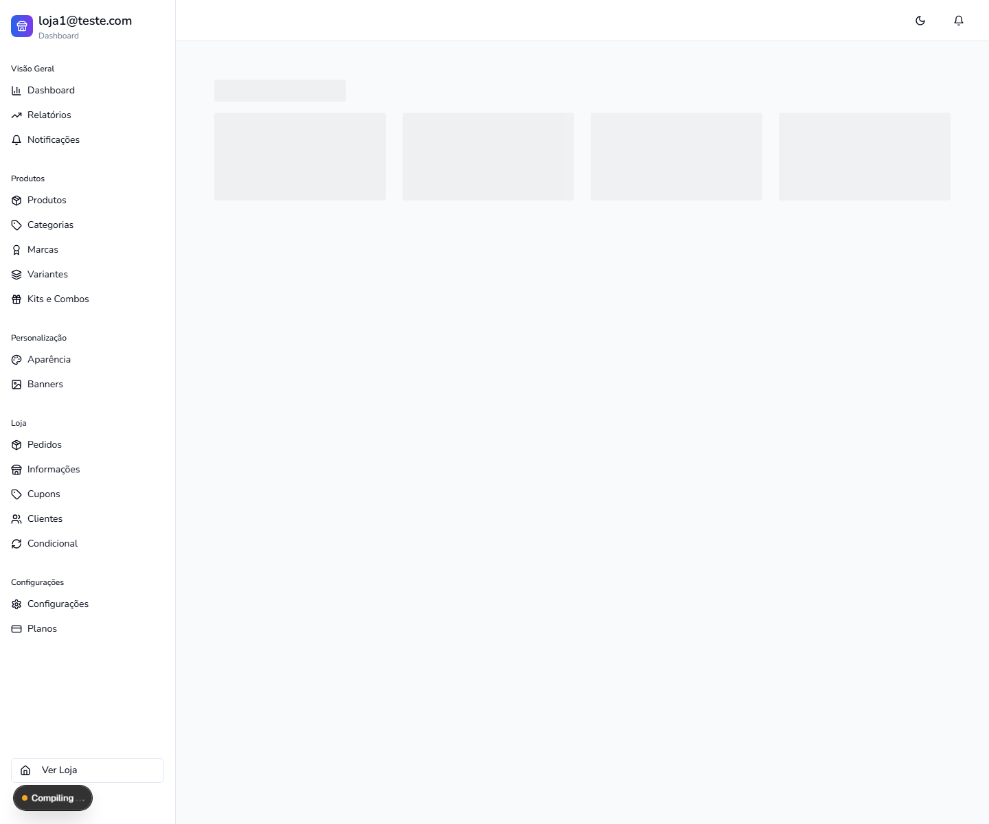 Prévia da tela Dashboard